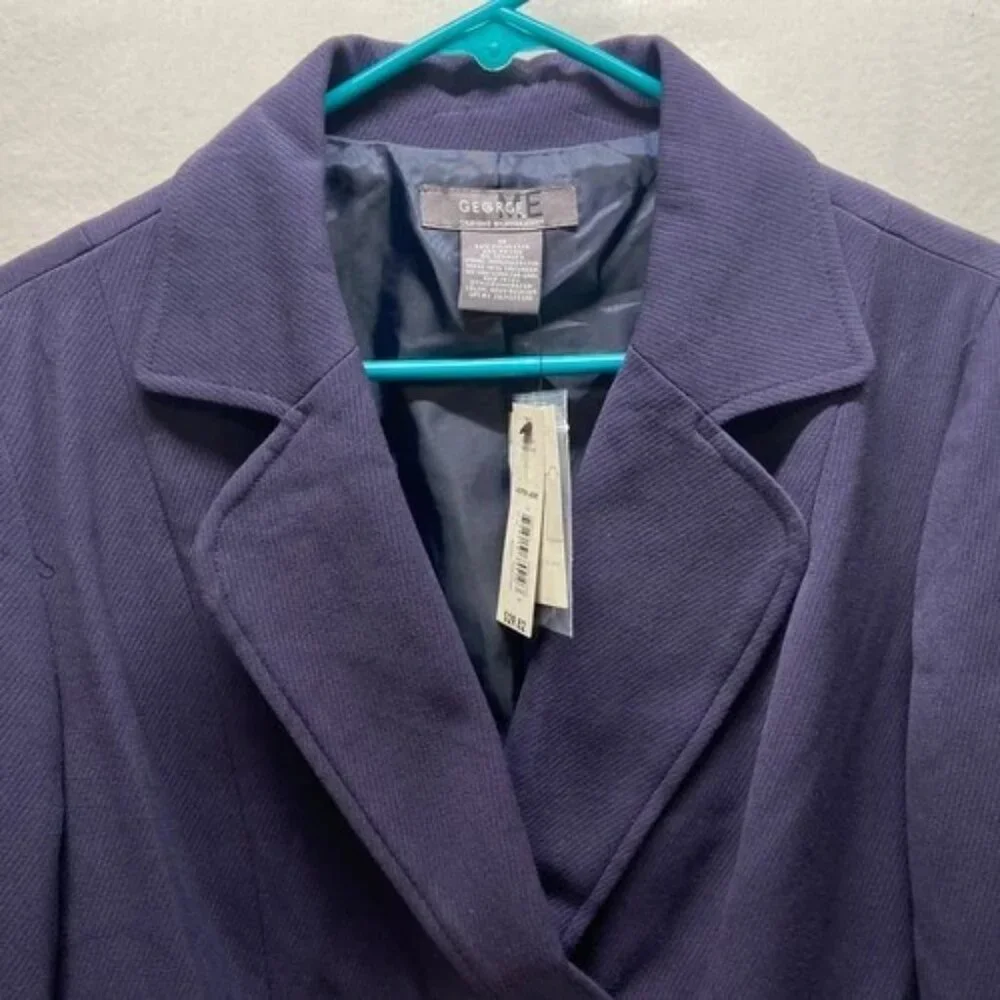George Blazer Women's 12 Navy Relaxed Modern Fit 4 Button Career Suit Jacket NWT